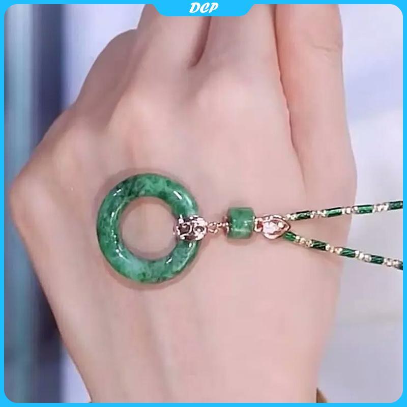 [DCP] Vòng cổ tre cổ điển với mặt dây chuyền ngọc bích giả, mặt trời totem hoa Cổ [VN]