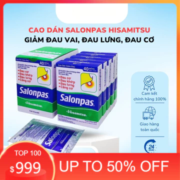 Cao dán Salonpas - Hộp 10, 20, 40 miếng - dán giảm đau nhanh, giãn cơ, đau chơi thể thao hiệu quả.