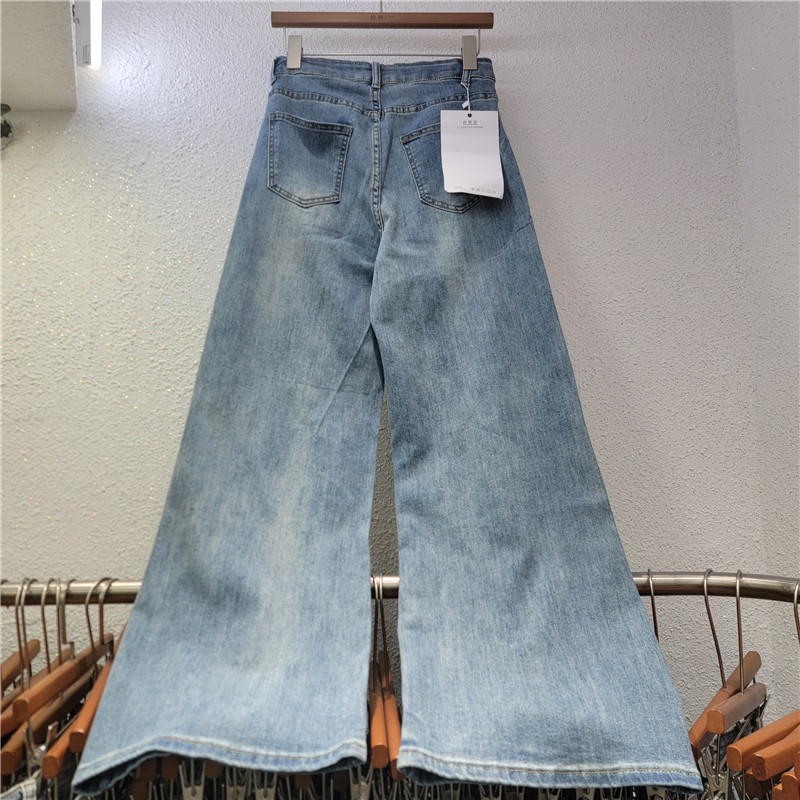 Quần Jean Thẳng Nữ Hè 2026, Denim Thêu Nóng & Kim Cương Giả, Thiết Kế Mới, Co Dãn Tốt