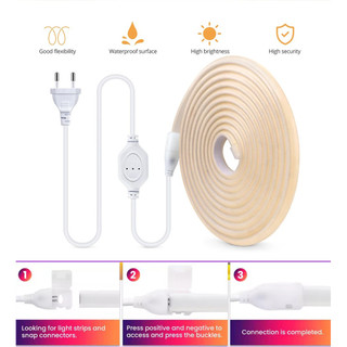 Đèn LED dải COB 220V siêu sáng 288LEDs / m Đèn nhà bếp linh hoạt RA90 Băng LED chống nước có phích cắm nguồn EU