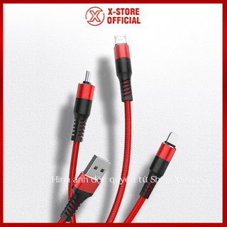 Cáp sạc đa năng 3 trong 1 bọc dù, dây sạc Type C/LN/Micro, sạc nhanh cho điện thoại thông minh - DS3D01