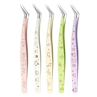 Nhíp lông mi giả EBINLANDS, Nhíp nối mi có độ chính xác cao chống tĩnh điện, Thép không gỉ chuyên nghiệp có da Phim hoạt hình Máy uốn mi Dụng cụ trang điểm làm đẹp