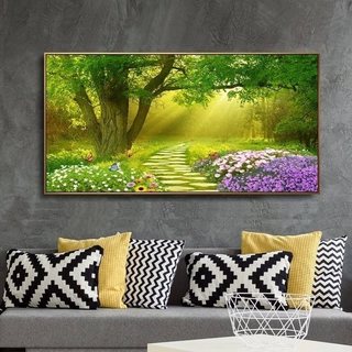 Tranh trang trí canvas tối giản hiện đại của rừng thường xanh và rừng tre để trang trí phòng khách, phòng ngủ và phòng ăn