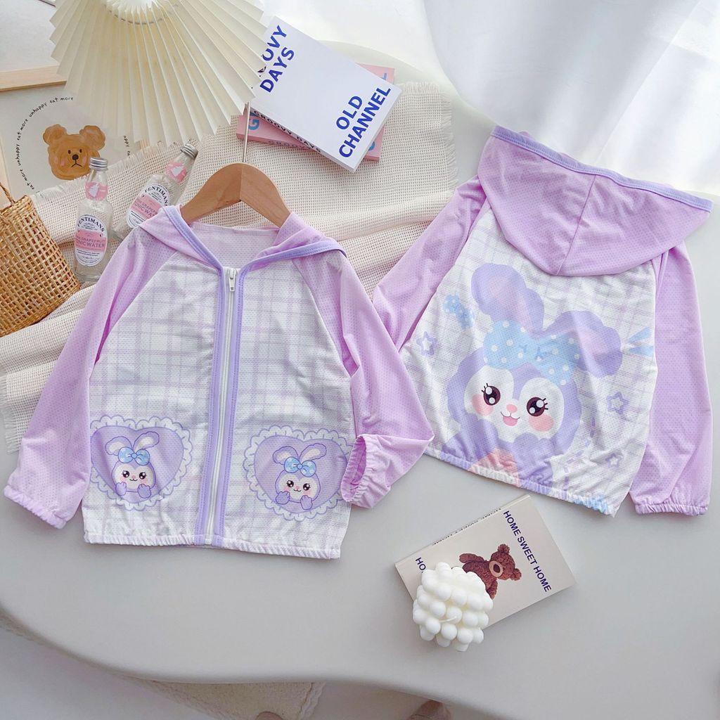 Trẻ Em Chống Nắng Quần Áo Xuân Hè Băng Lụa Lưới Thoáng Khí Hoạt Hình Dây Kéo 90-140 Kích Thước 22DI