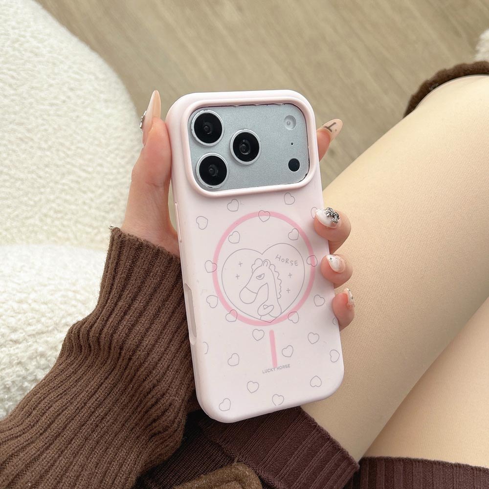Ốp lưng TPU Tương thích với iPhone 13 14 14Pro 14ProMax 15 15Pro 15ProMax 16 16Pro 16ProMax 17 17Pro 17ProMax Vỏ nam châm họa tiết ngựa tình yêu