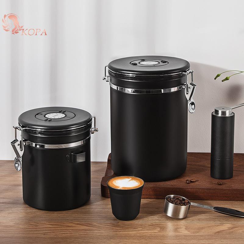 Hộp đựng cà phê bằng thép không gỉ KOPA 1.2-1.8L có theo dõi ngày & Muỗng VN