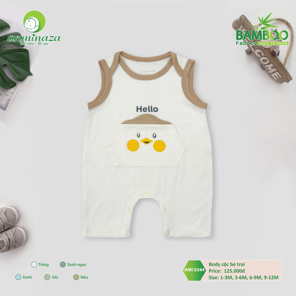 Body Đùi Sát Nách Bé Trai Anminaza Vải Sợi Tre Petit Mềm Mại Thấm Hút - Hàng Chính Hãng AMI0344