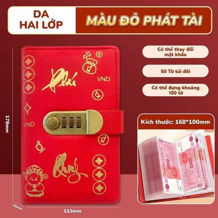 Sổ tiết kiệm đựng tiền cao cấp, nhiều mẫu mã đẹp - Sổ tay da PU có khoá mini, lập kế hoạch chi tiêu 100 ngày