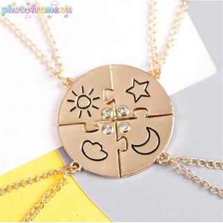 Khung ảnh hình tròn Mặt trời và ngôi sao mặt dây chuyền thời trang cho tình bạn BFF nam nữ 2023