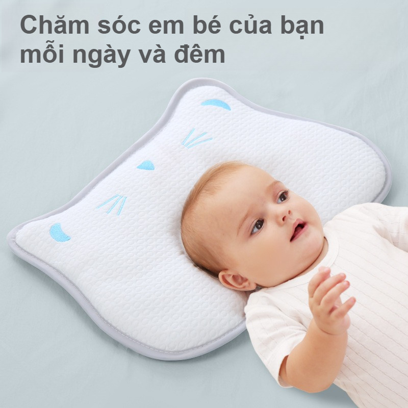 【SKISOPGO】Gối ngủ cho bé sơ sinh thấm hút,mồ hôi từ,từ 0-1 tuổi,Gối Chống Bẹp Đầu,Cotton Thoáng Khí
