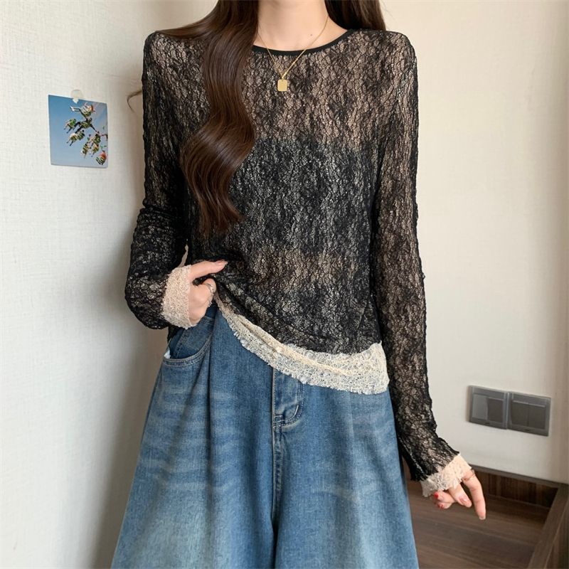 Milyfashion Ba Lê Phong Cách Ren Hai Lớp Xếp Ly Thiết Kế Không Đều Cảm Thấy Màu Sắc Phù Hợp Với Ren Trong Suốt