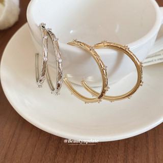 Bông Tái Bạc 925 Hình Chữ C Phong Cách Hàn Quốc Với Zircon, Đơn Giản Và Cao Cấp