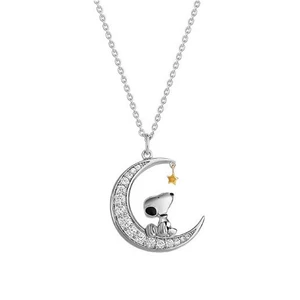 Snoopy Star Moon Mặt Dây Chuyền Nữ Niche Thiết Kế Kẻ Sọc Đá Quý Ánh Sáng Sang Trọng Cao Cấp Áo Len Dây Chuyền