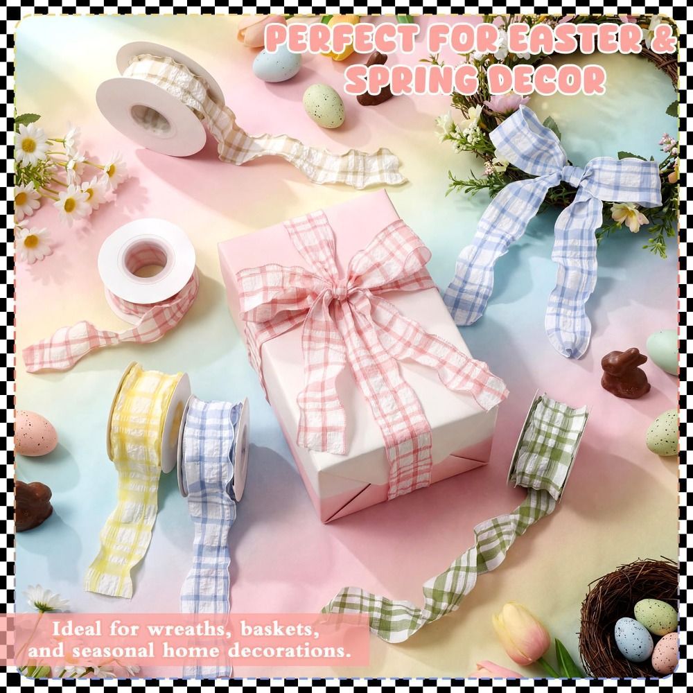 Ruy Băng Kẻ Sọc SMILE, Bó Hoa Gói 10 Sân Cuộn Ruy Băng Satin, Sáng Tạo Có Thể Tái Sử Dụng Chiều Rộng 4CM Dễ Dàng Cắt Ruy Băng Kẻ Sọc Bao Bì Bó Hoa