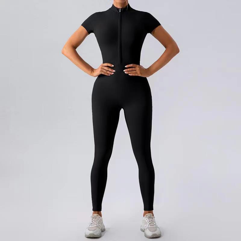 Jumpsuit thể thao phong cách mới, dây kéo dài tay, phù hợp tập luyện và nhảy múa, có thể mặc ngoài