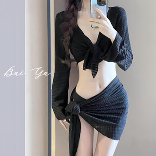 『 Brelira 』 Giảm Béo Gợi Cảm Chống Tia UV Dài Tay Thoáng Khí Vải Vách Ngăn Bikini Bộ 3 Miếng Cho Đi Biển Khu Nghỉ Dưỡng Nữ Đồ Bơi