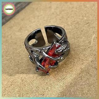 Nhẫn Zircon Đỏ Đậm Y2K Retro, Phù Hợp Cho Cặp Đôi