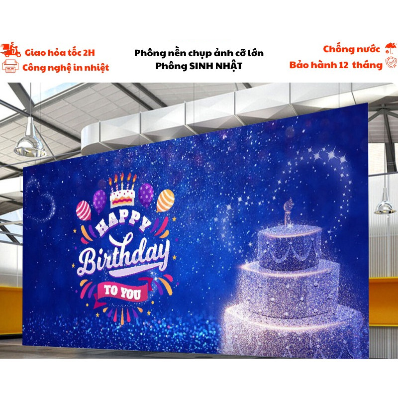 Phông nền chụp ảnh sinh nhật cỡ lớn có nhiều kích thước chất liệu in bạt ngoài trời chống nước