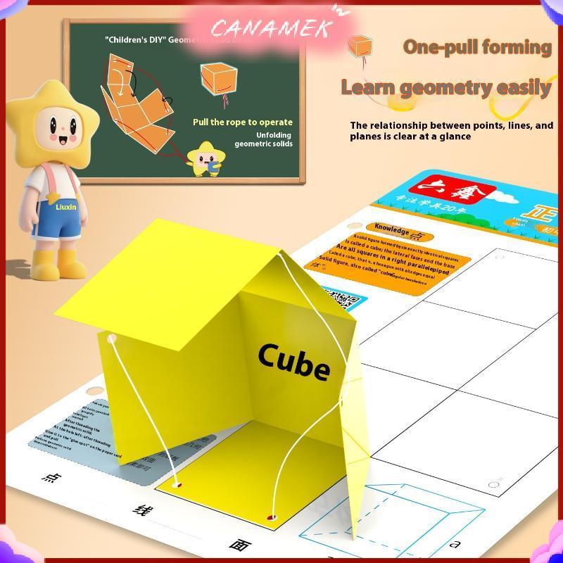 CANAMEK 1 Bộ Huấn Luyện Tư Duy Không Gian DIY Toán Học Sách Hình Học 3D Sách Yên Tĩnh Cho Trẻ Em Montessori Giáo Dục Truy Tìm Sách Bài Tập CSF