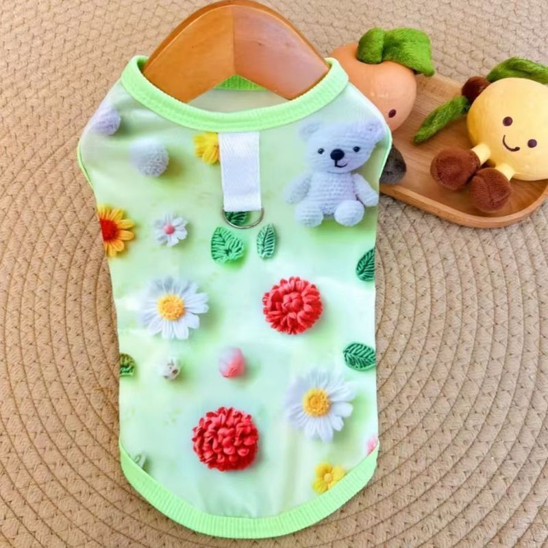 Thú Cưng Chó Mùa Xuân Mùa Hè 3D In Băng Lụa Chống Trơn Áo Vest Quần Áo Maltese Corgi Bichon Nhỏ Vừa Chó