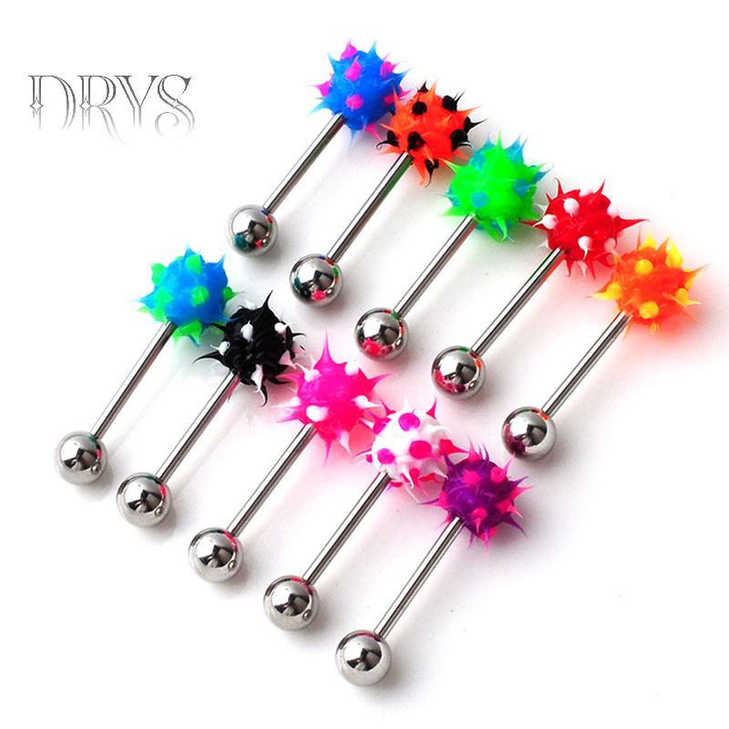 (TFT) Lưỡi nhẫn barbell thép không gỉ bóng - bộ 5/10 chiếc mới