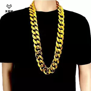 Dây chuyền chunky màu vàng 50-120cm, phù hợp cho biểu diễn và thời trang hip hop punk gothic, mặt dây chuyền đạo cụ bằng nhựa [Mina]