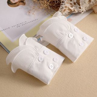 Vòng bít giả SMILE, Vòng bít tay giả xếp li màu trắng, Phụ kiện quần áo có thể tháo rời kích thước có thể điều chỉnh