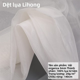 Vải lụa Organza 140 Chiều rộng cửa Organza Mulberry Silk Chất lượng cao Vải tinh tế thân thiện với da