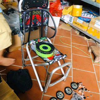 Ghế câu đài địa hình cá chép (tựa cao) đầy đủ phụ kiện màu đen