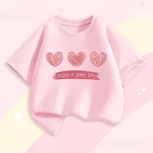 Love Girls Áo Sơ Mi In Hình Dễ Thương Trẻ Em Mùa Hè Tay Ngắn Thoáng Khí Mềm Mại Thường Ngày Mặc