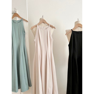 Váy Cổ Yếm Maxi Trơn Bo Eo Dáng Dài Xòe Chất Chéo Tiểu Thư Hàn Quốc Dự Tiệc Sự Kiện Đi Chơi - Vierlin V168