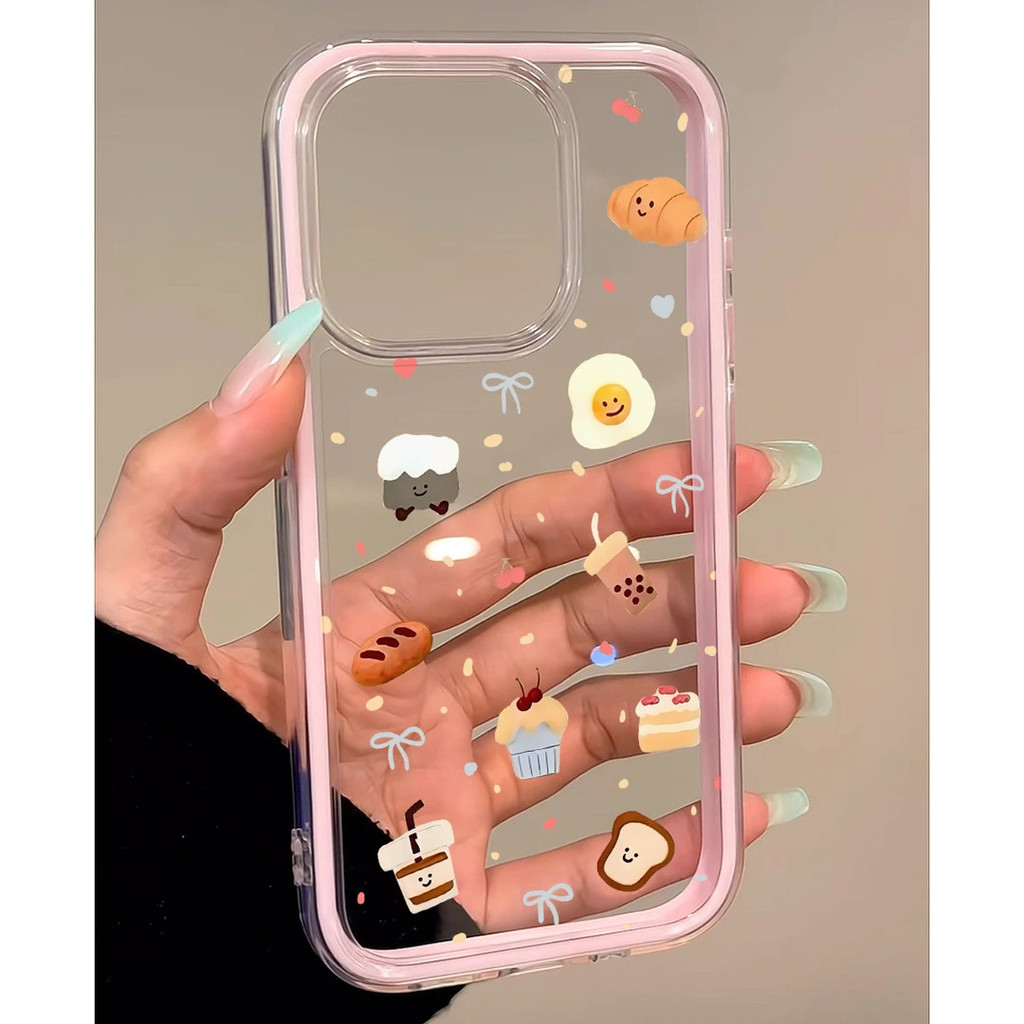 Cà phê ngọt ngào dễ thương cho 16 trường hợp iPhone 17Air 3 trong 1 Bezel 14 13 11Pro