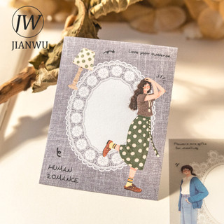 JIANWU Dream Sleepy Scribbles Vintage Ren Biên Giới Nhân Vật Phong Cảnh Chất Liệu Cắt Dán Sáng Tạo DIY Tạp Chí Văn Phòng Phẩm