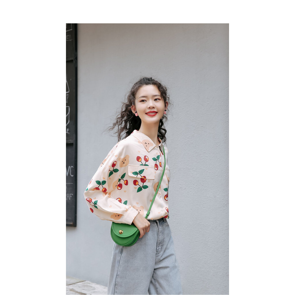 Mutu Áo sơ mi voan hoa nữ phong cách retro Hồng Kông thu đông thời trang