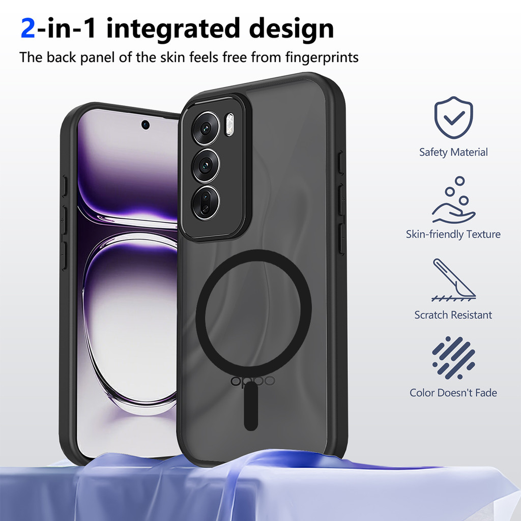 Ốp lưng OPPO Reno 12 Pro 5G Vỏ hấp dẫn từ tính màu đen mờ cho Ốp điện thoại OPPO Reno 12 5G