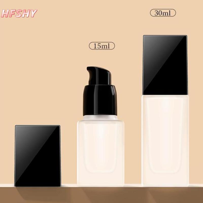 HFSHY 15 / 30ml Chai Bơm Rỗng Thủy Tinh Chất Lỏng Nền Hộp Đựng Trang Điểm Trong Suốt Vuông Có Thể Đổ Lại Chai Bơm Di Động VN