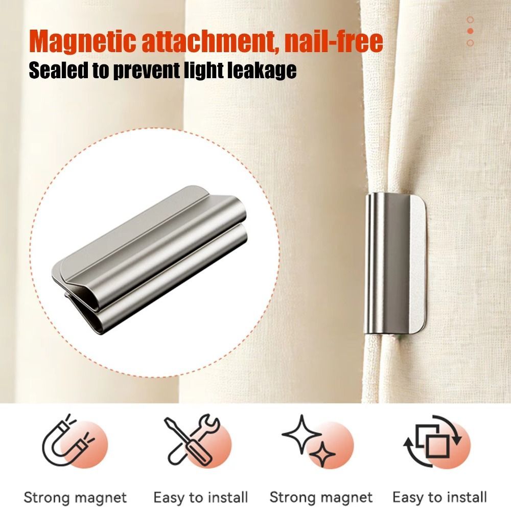 ITRUMPET 1 Cặp Khóa cố định rèm, Kẹp đóng rèm thu hút từ tính bằng kim loại, Rèm có thể tháo rời Chốt cố định Văn phòng tại nhà