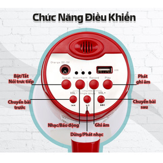 Loa Phóng Thanh Megaphone 629U 100w  Bluetooth Ghi Âm giọng Nói Kết Nối USB Khếch Đại Âm Thanh Cực Lớn 2026