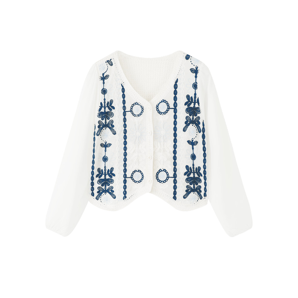 Mutu Cardigan Mỏng Phong Cách Pháp Cho Nữ, Thiết Kế Thêu Trendy Mùa Hè