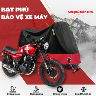(SẴN) Bạt Phủ Xe Máy Vải Dù Chống Thấm Cao Cấp, Áo Trùm Xe Máy Phản Quang Chống Nắng Mưa Ngoài Trời