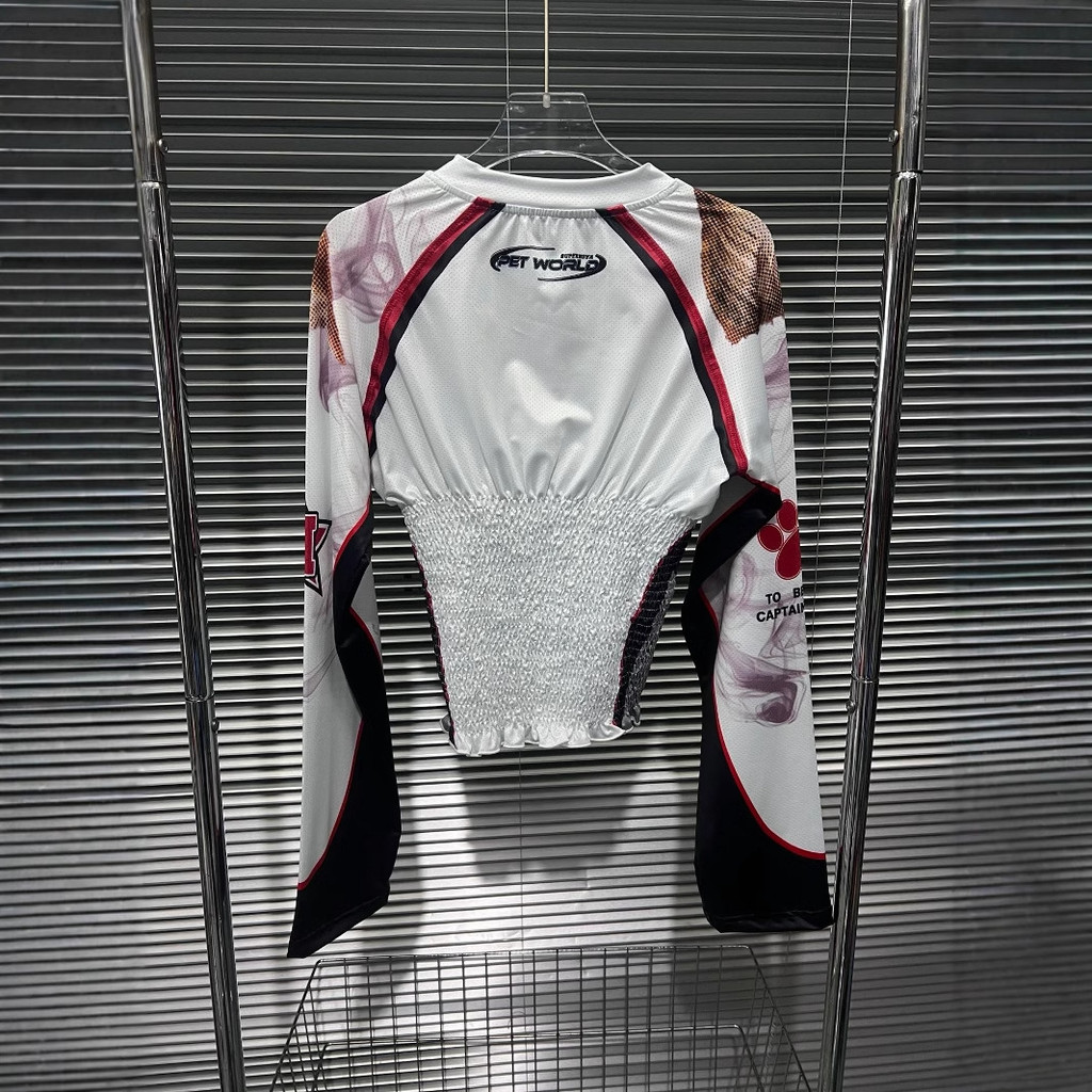 Mèo Áo Thun JerseySlim-Fit cổ chữ V, tay dài, cáp hẹp cho mùa hè - Màu sắc giúp trông mỏng nhẹ hơn