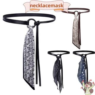 Thắt lưng ruy băng lụa nữ NECKLACEMASK, Thắt lưng cổ điển bằng da PU, Thắt lưng thường ngày Punk Retro