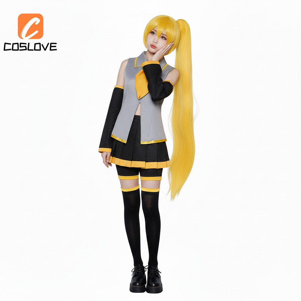 Vocaloid Akita Neru - Quần Áo Cosplay Bộ Hoàn Chỉnh Màu Vàng, Thích Hợp Biểu Diển và Party