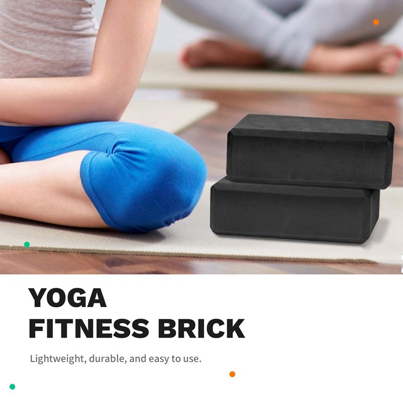 Khối Yoga 2 Gói, Gạch tập yoga xốp EVA mật độ cao 23X15X7.6cm, Thân thiện với môi trường &, Đen