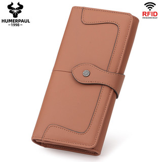 R RFID Chặn Dung Tích Lớn Ví Dài Da Thật Nữ Ly Hợp Đựng Thẻ Da Bò Ví Đựng Tiền Xu