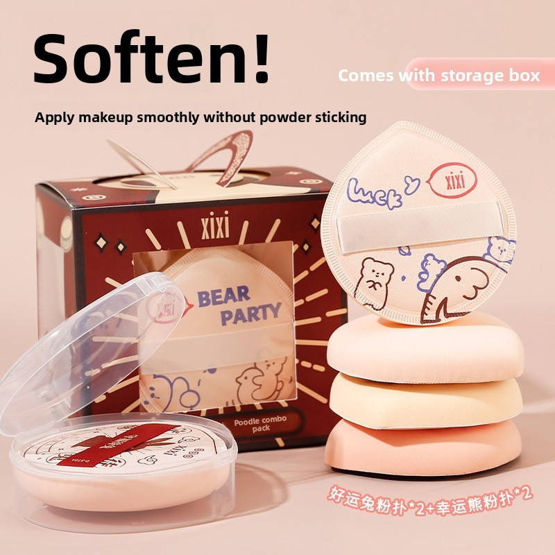 XIXI Bông Phấn Trang Điểm Hình Thỏ, Mềm Mịn, Dùng Khô & Ướt, Không Hút Phấn, Tán Nền Đều。GJ61