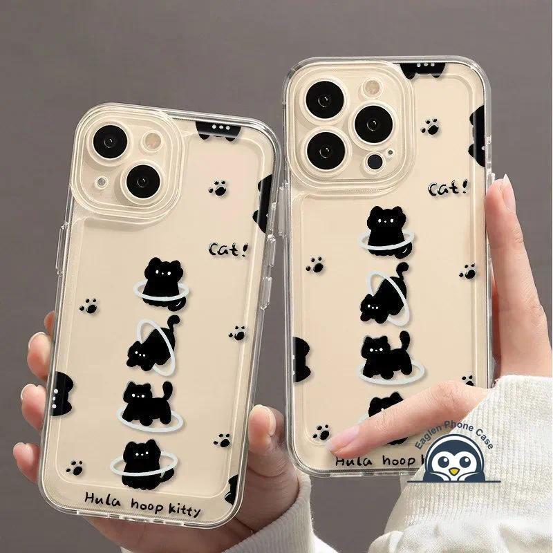 Ốp Điện Thoại Mèo Đen Dễ Thương Cho OPPO A6X A6S A6T A6 Pro A5 A5i Pro A5X A5S A3S A3 Pro A3X A15 A15S A12E A9 A5 2020 ACE 2 5G 4G Vỏ Hoạt Hình Trong Suốt Vỏ Mềm Chống Sốc