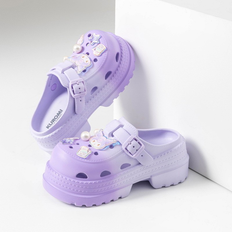 Giày Lỗ Hoạt Hình Dễ Thương Nữ 6cm Đế Dày Ngoài Trời