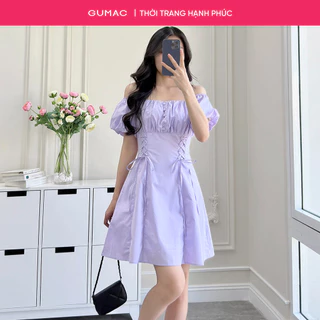Đầm nữ Gmorning - GUMAC form A xòe thiết kế dáng ngắn trễ vai thắt dây eo  YDE12060