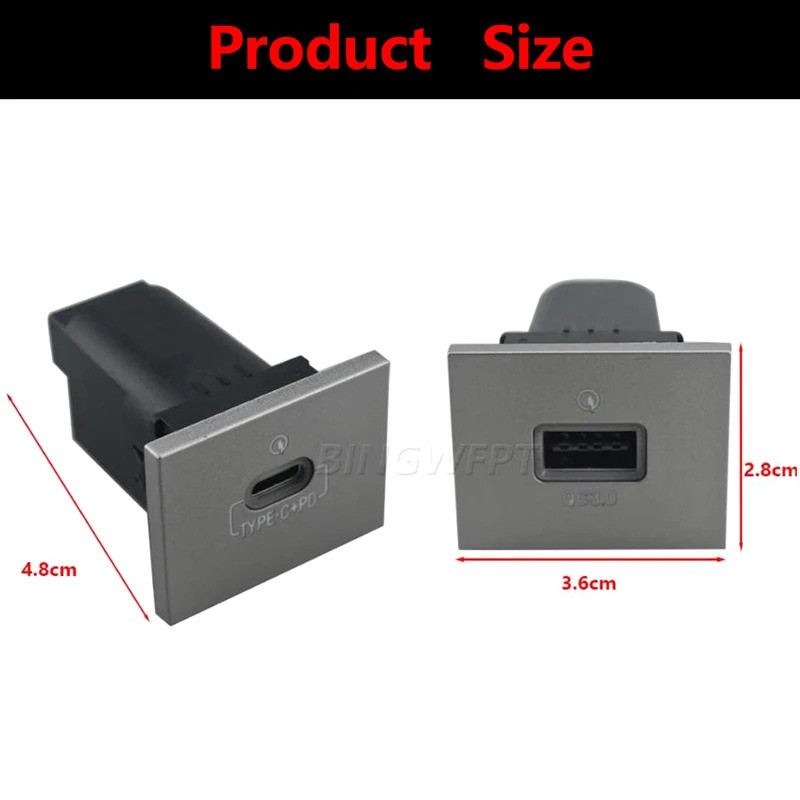 HL PD Type-C USB Ổ cắm sạc nhanh Bộ chuyển đổi sạc nhanh QC3.0 Công tắc ổ cắm điện cho Ford Focus 2 Mk2 2009 2010 2011